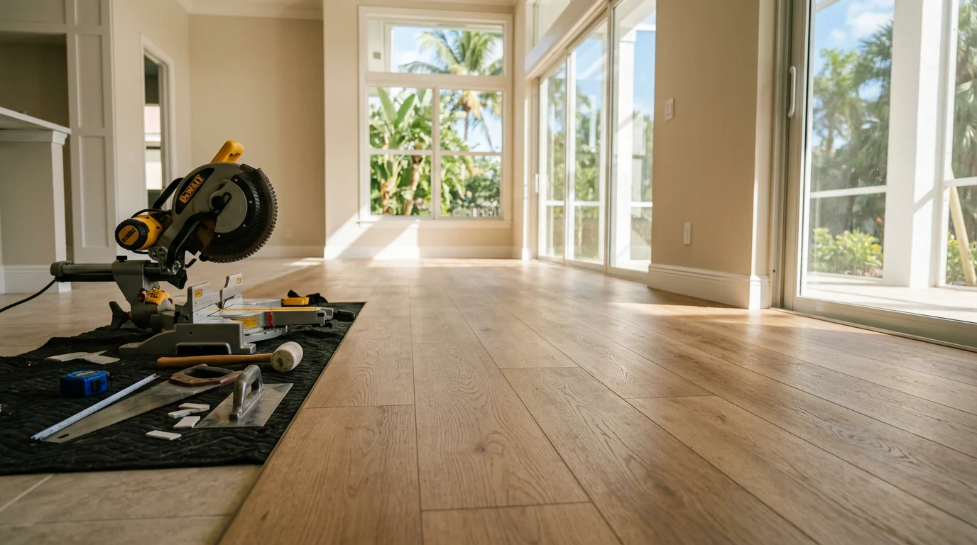 Professional flooring installation in a Miami home